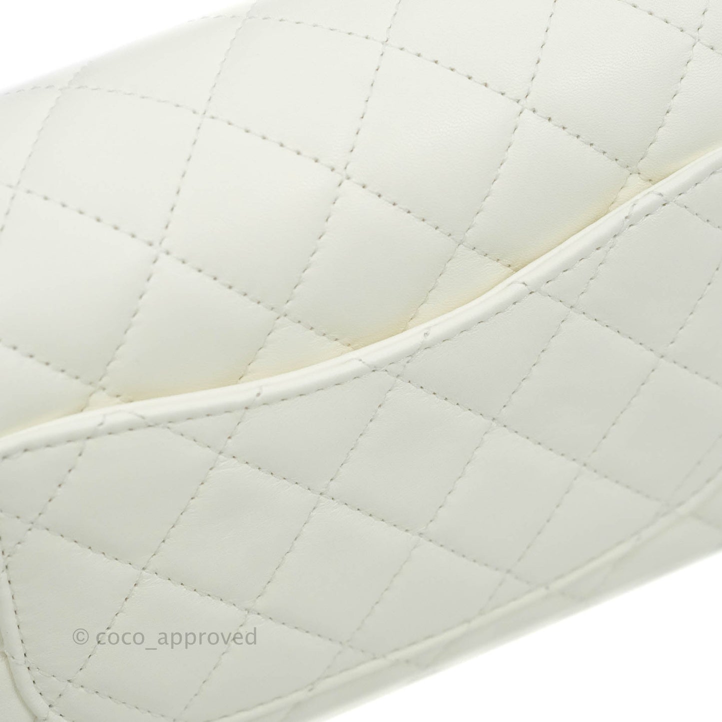 Chanel Mini Rectangular Pearl Crush Quilted White Lambskin Aged Gold Hardware 22C
