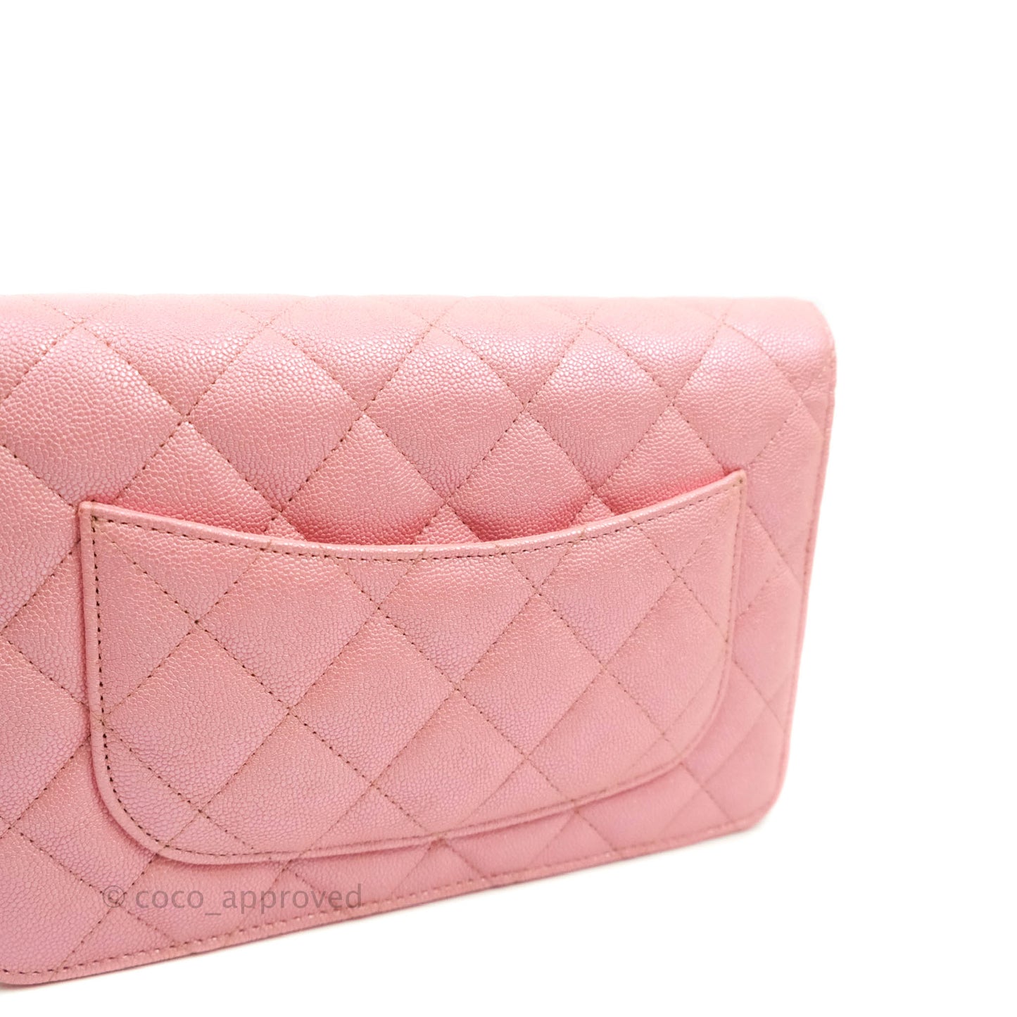 Chanel Quilted Wallet on Chain WOC Iridescent Pink Caviar Gold Hardware 19S