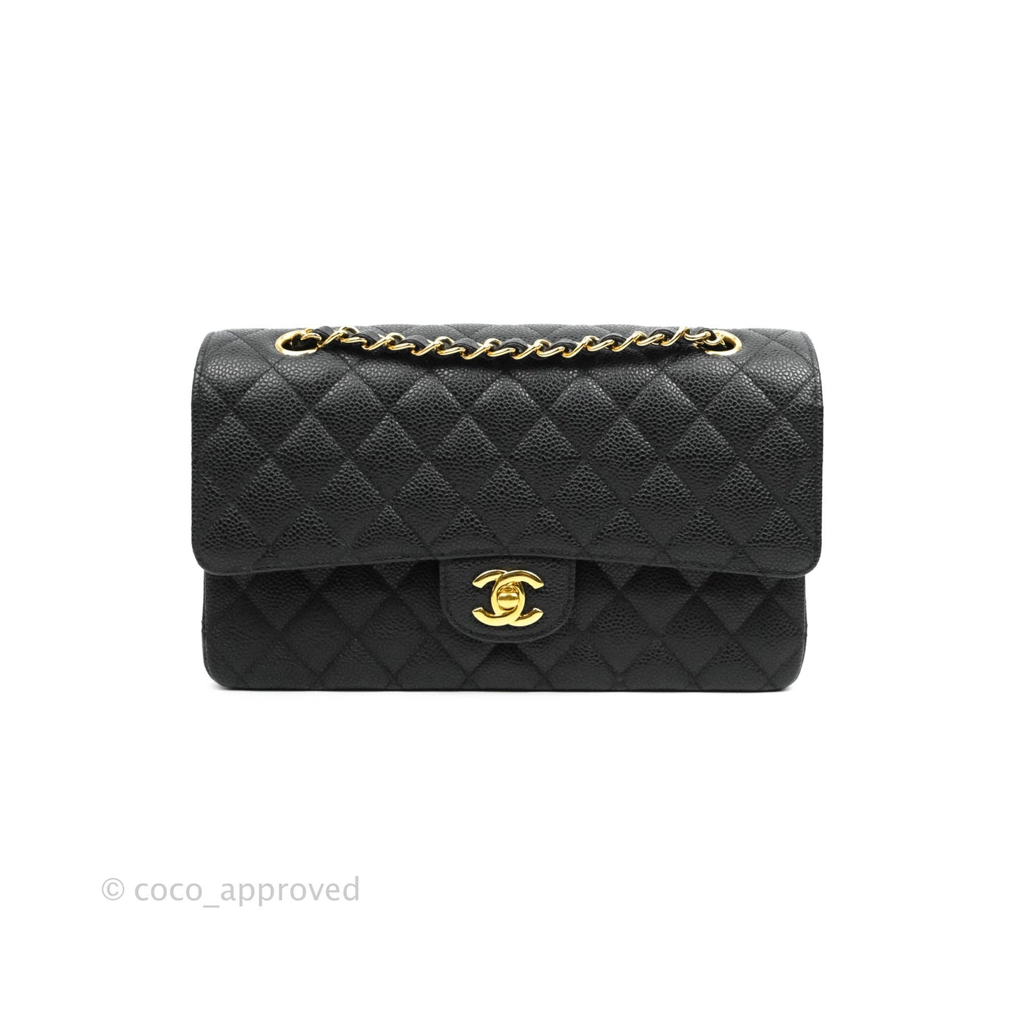 Chanel Classic M/L Medium Double Flap Black Caviar Gold Hardware