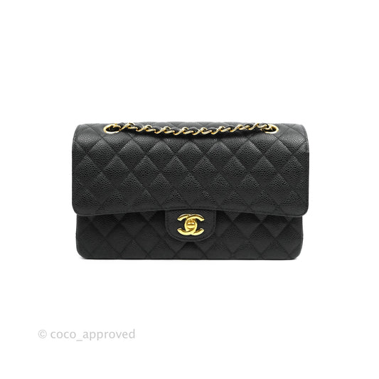 Chanel Classic M/L Medium Double Flap Black Caviar Gold Hardware