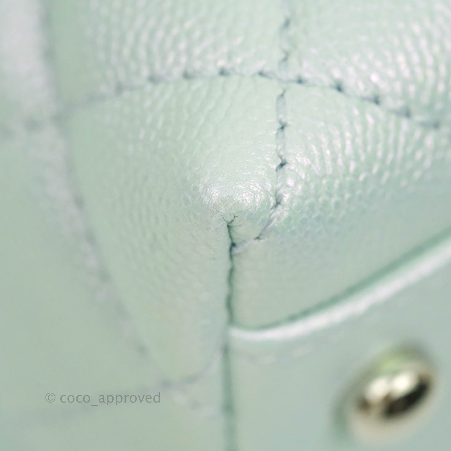 Chanel Mini (Small) Quilted Coco Handle Iridescent Light Blue Caviar Rainbow Hardware