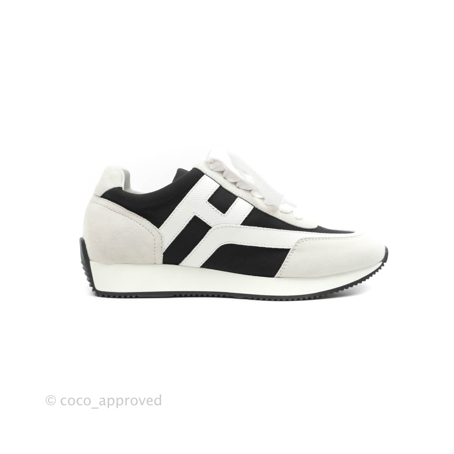 Hermès Chris Sneakers in White Black Epsom Size 35.5