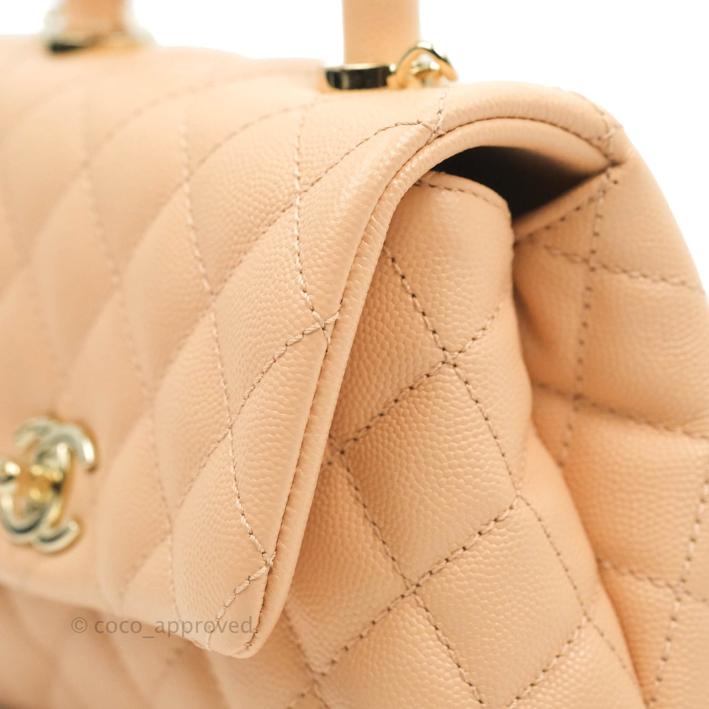 Chanel Extra Mini Coco Handle Quilted Beige Pink Caviar Gold Hardware 21A