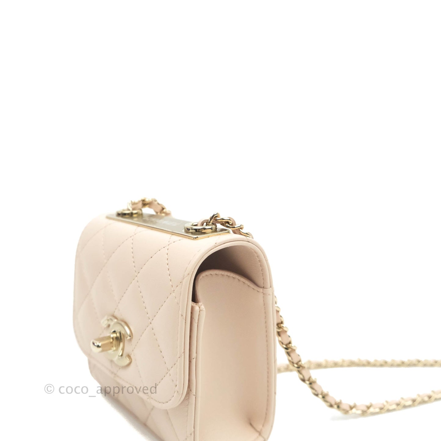 Chanel Mini Quilted Trendy CC Clutch With Chain Rose Clair Pink Lambskin Gold Hardware
