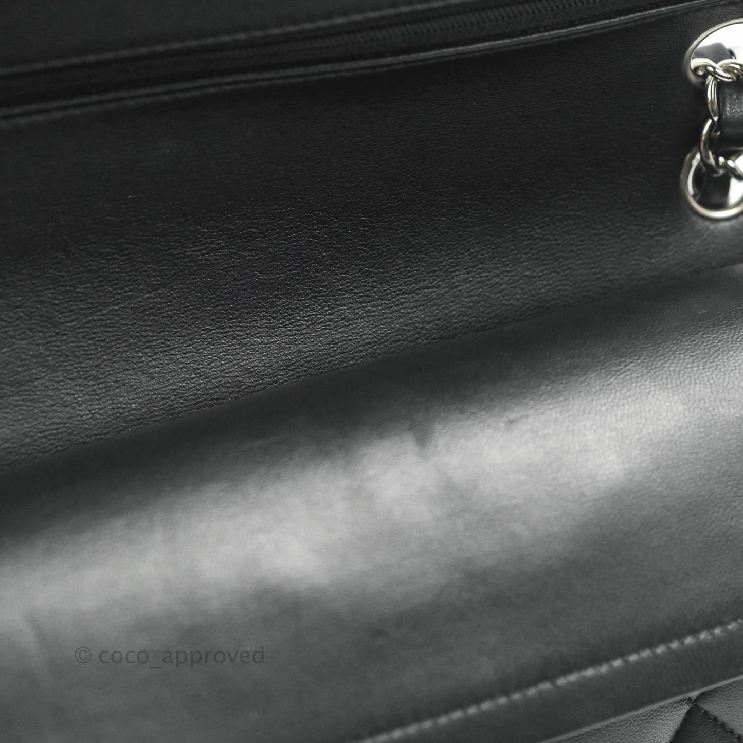 Chanel Classic M/L Medium Double Flap Black Lambskin Silver Hardware