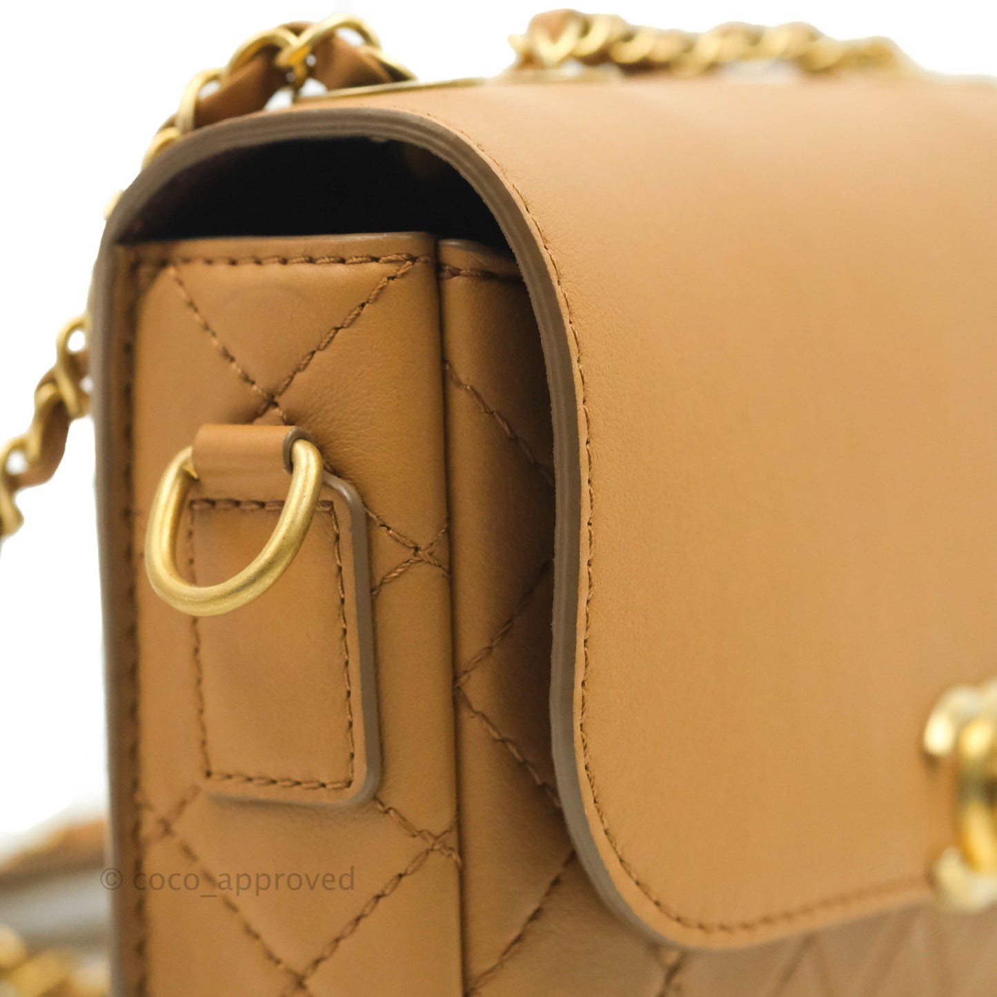 Chanel Quilted Flap With Coin Purse Caramel Calfskin Aged Gold Hardware 19K