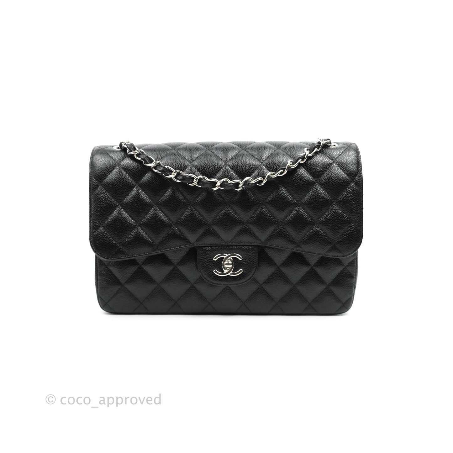Chanel Jumbo Double Flap Black Caviar Silver Hardware⁣⁣