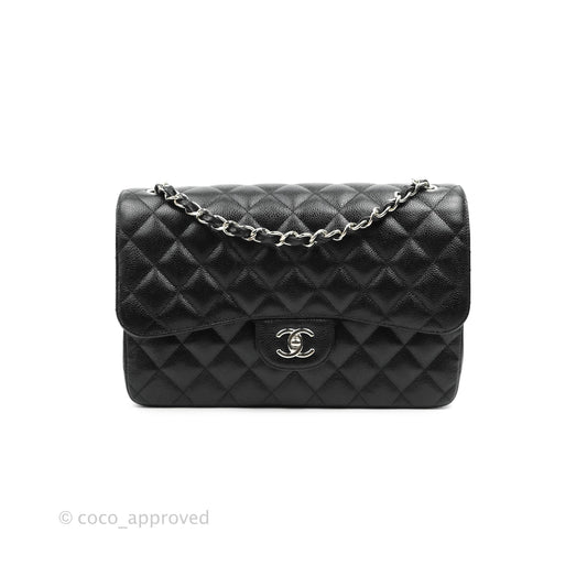 Chanel Jumbo Double Flap Black Caviar Silver Hardware⁣⁣