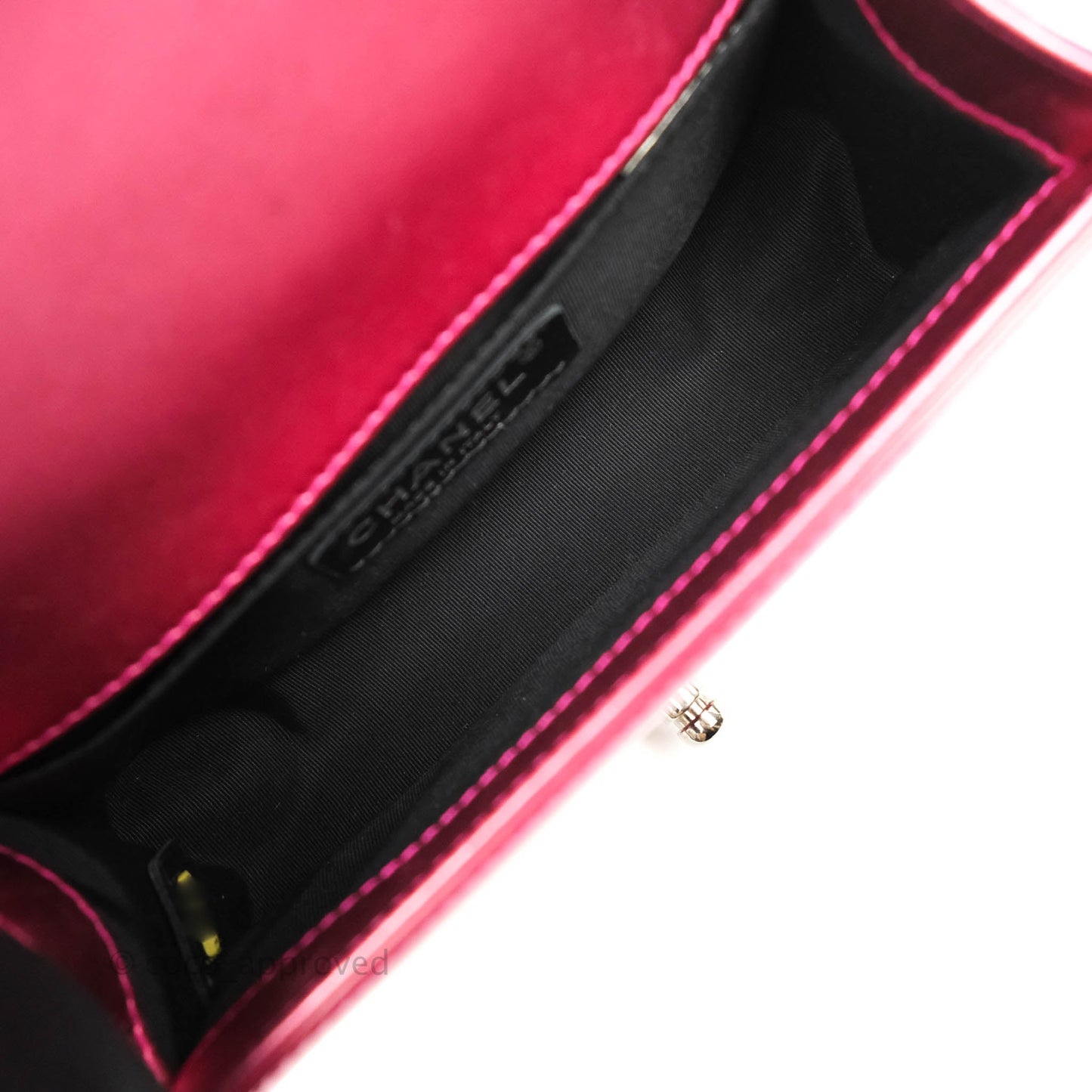 Chanel Quilted Small Boy Metallic Pink Patent & Lambskin Gun Metal