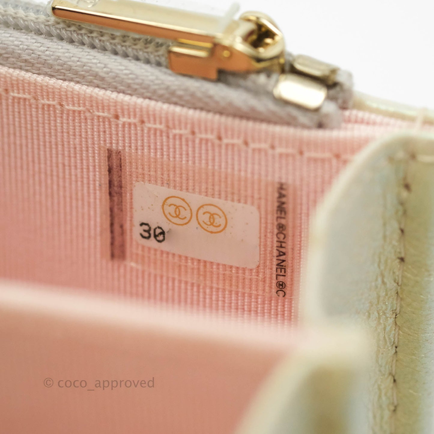 Chanel Quilted Mini Wallet on Chain WOC Iridescent Ivory Gold Hardware 20A