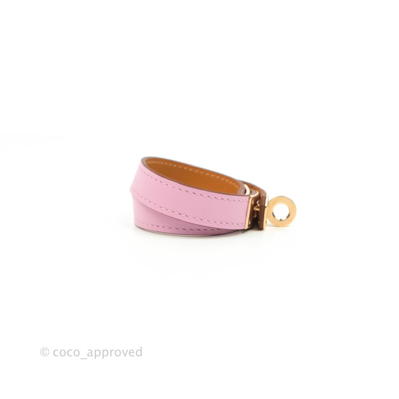 Hermès Kelly Double Tour Swift Bracelet in Mauve Sylvestre Rose Gold