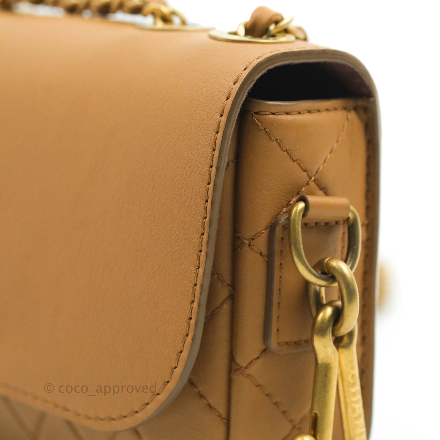 Chanel Quilted Flap With Coin Purse Caramel Calfskin Aged Gold Hardware 19K