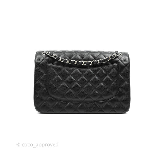 Chanel Jumbo Double Flap Black Caviar Silver Hardware⁣⁣