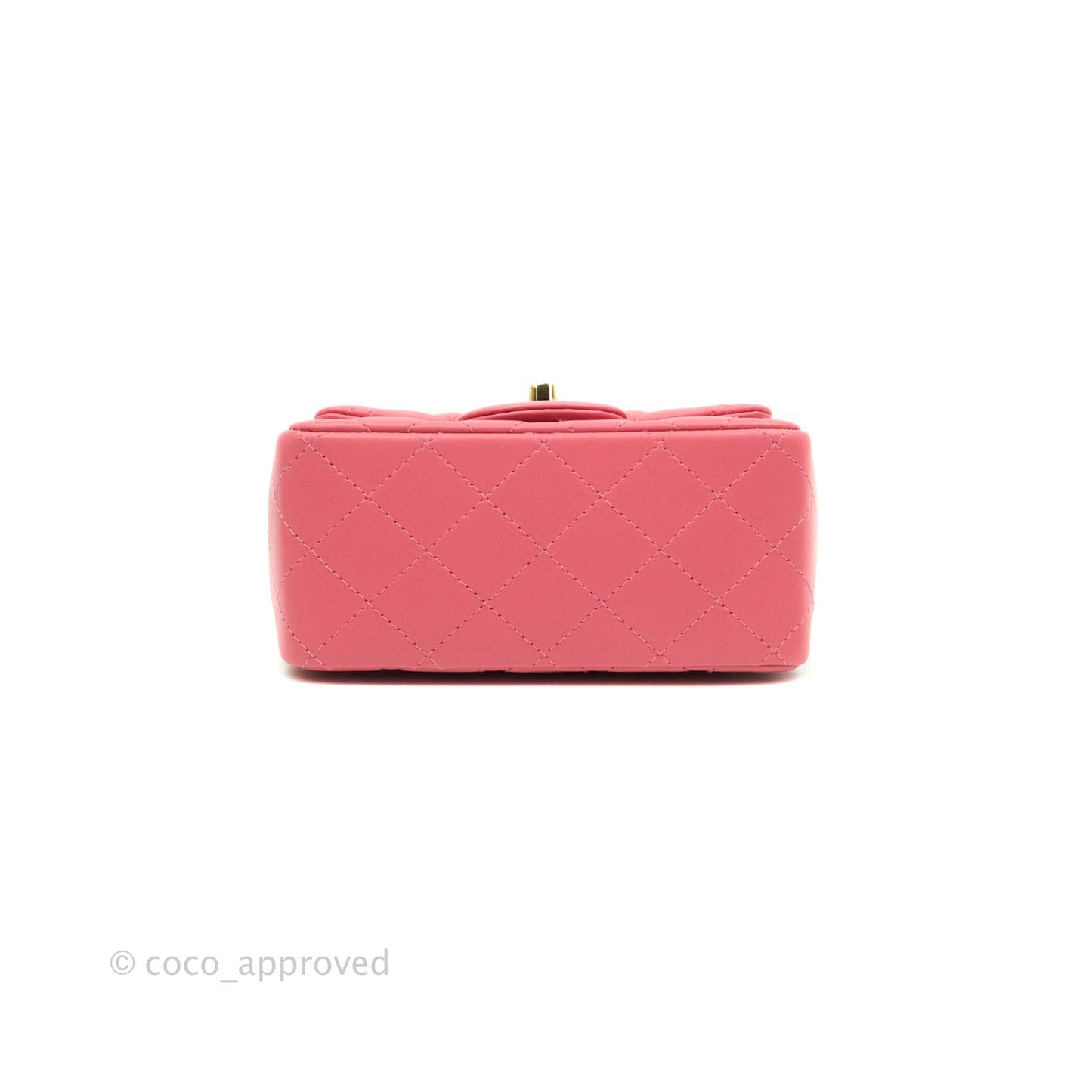 Chanel Quilted Mini Square Pink Lambskin Gold Hardware