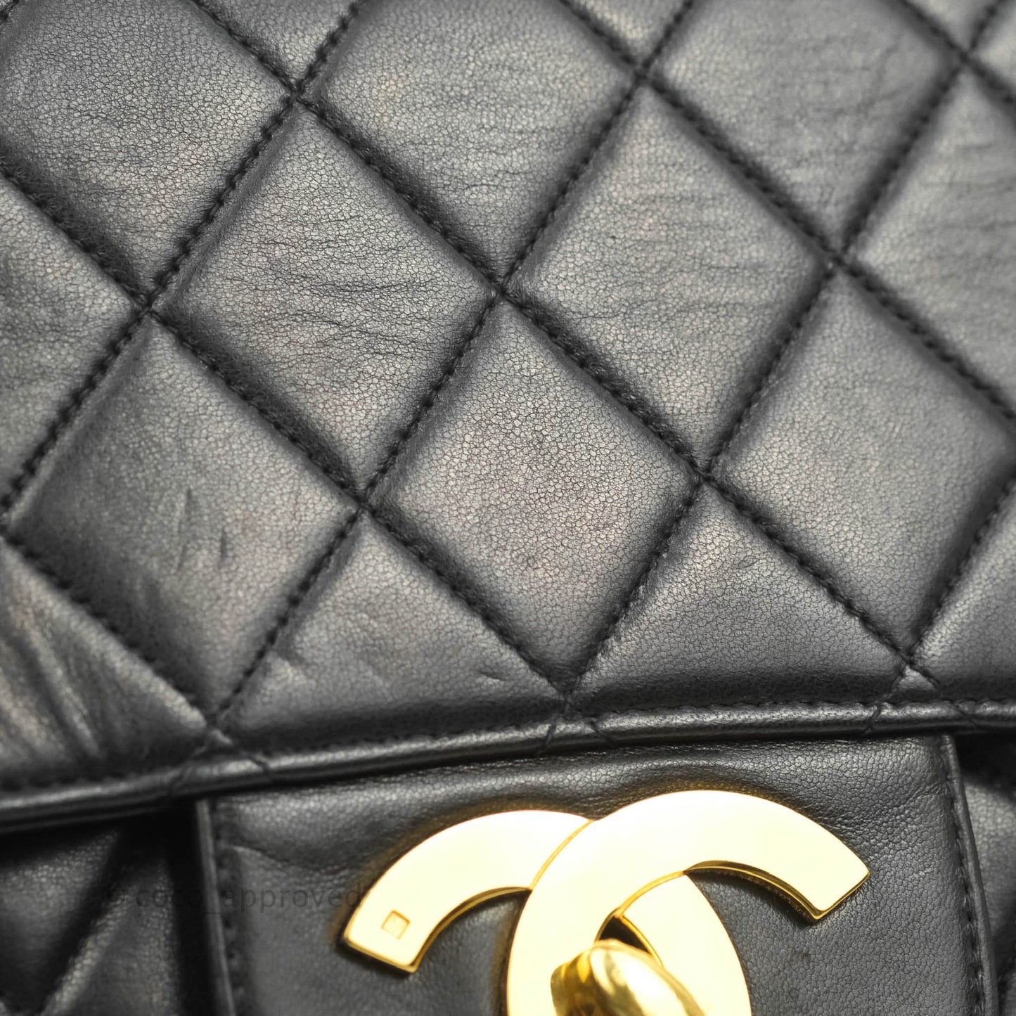 Chanel Vintage Jumbo Single Flap Black Lambskin 24K Gold Hardware
