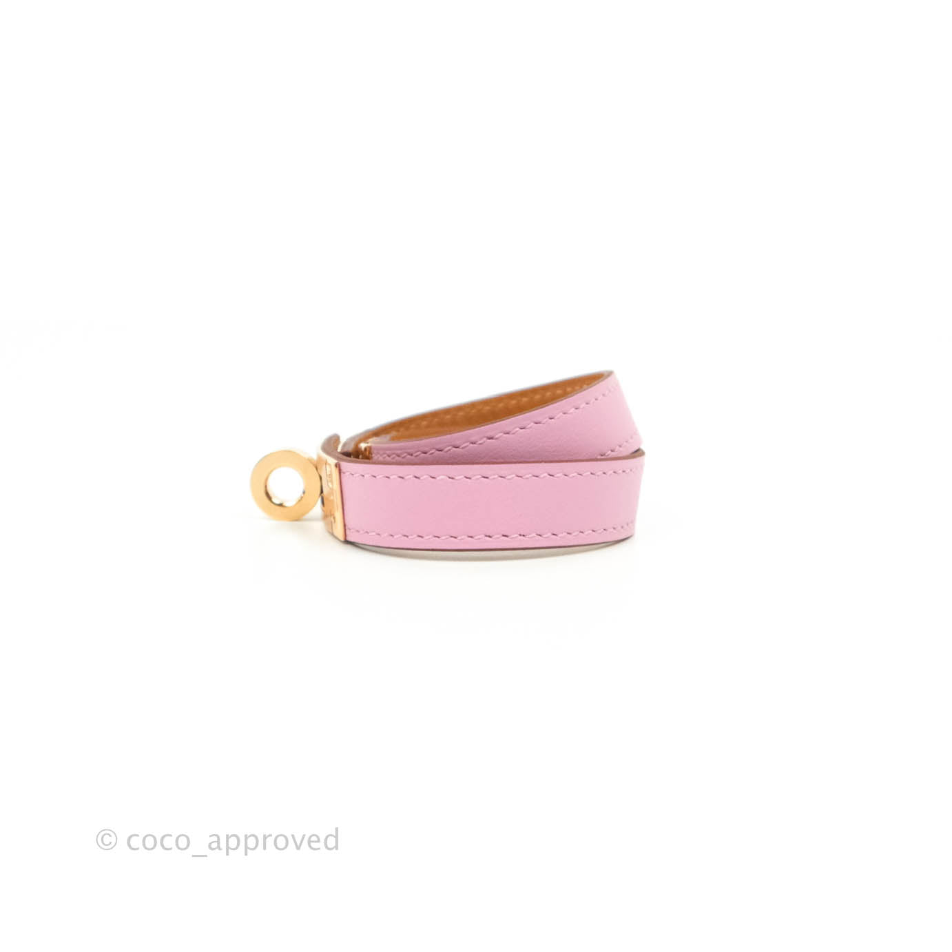 Hermès Kelly Double Tour Swift Bracelet in Mauve Sylvestre Rose Gold