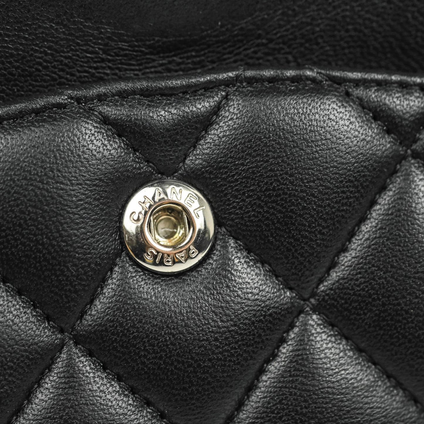 Chanel Classic M/L Medium Double Flap Black Lambskin Silver Hardware