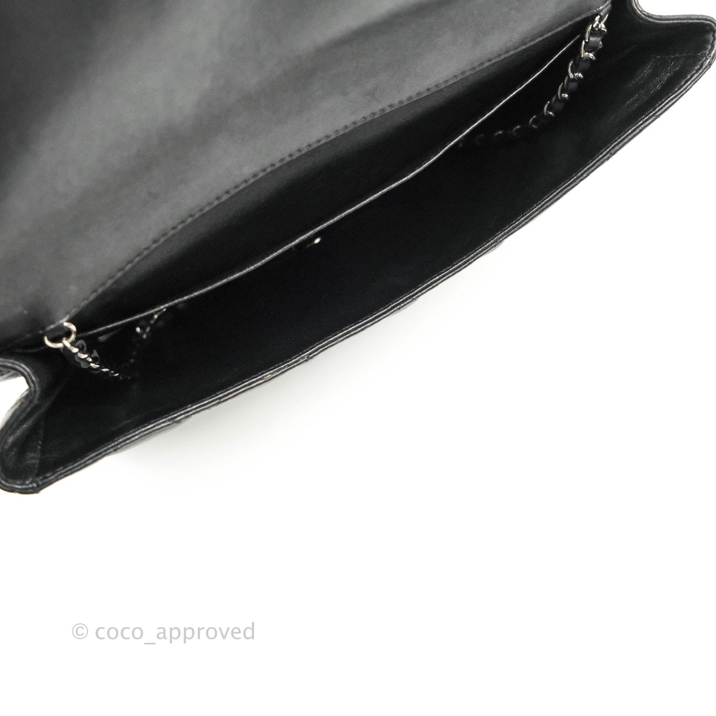 Chanel Quilted Clutch with Chain Black Lambskin Silver Hardware