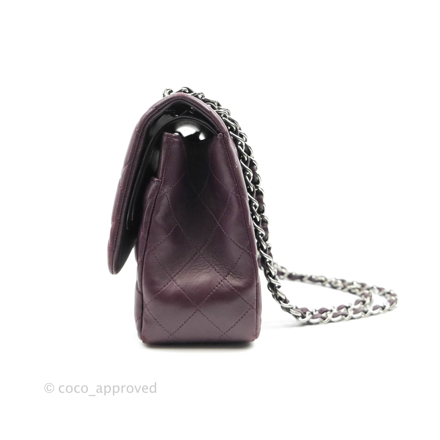 Chanel Quilted Jumbo Double Flap Plum Lambskin Gun Metal