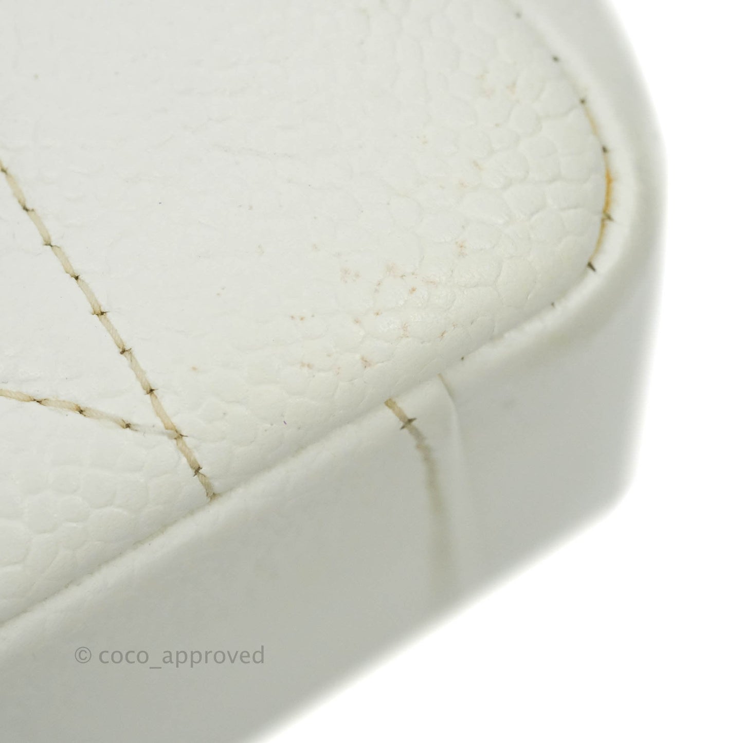 Chanel Vintage Medium Classic Quilted Diana Flap Bag White Caviar Silver Hardware