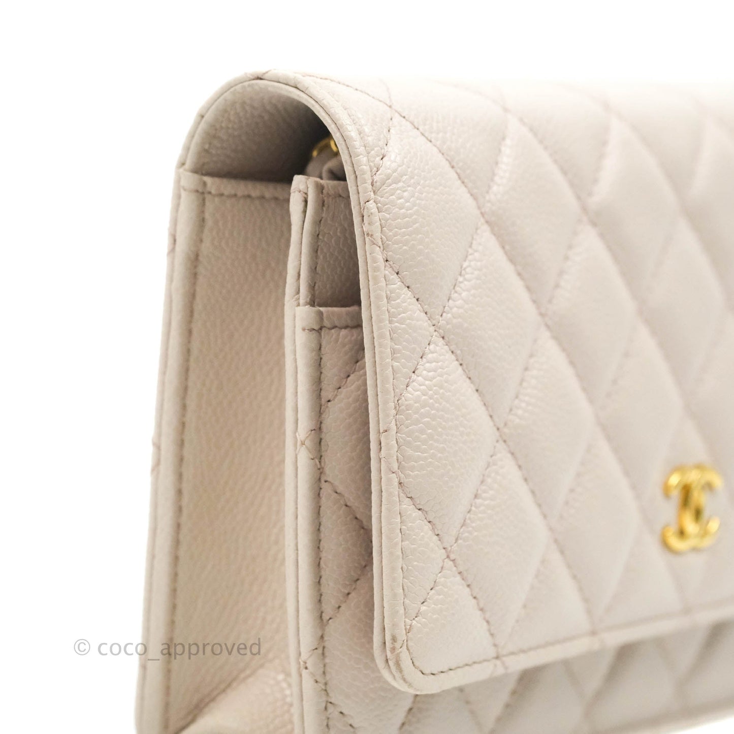 Chanel Quilted WOC Lilac Caviar CC Coco Chain Gold Hardware
