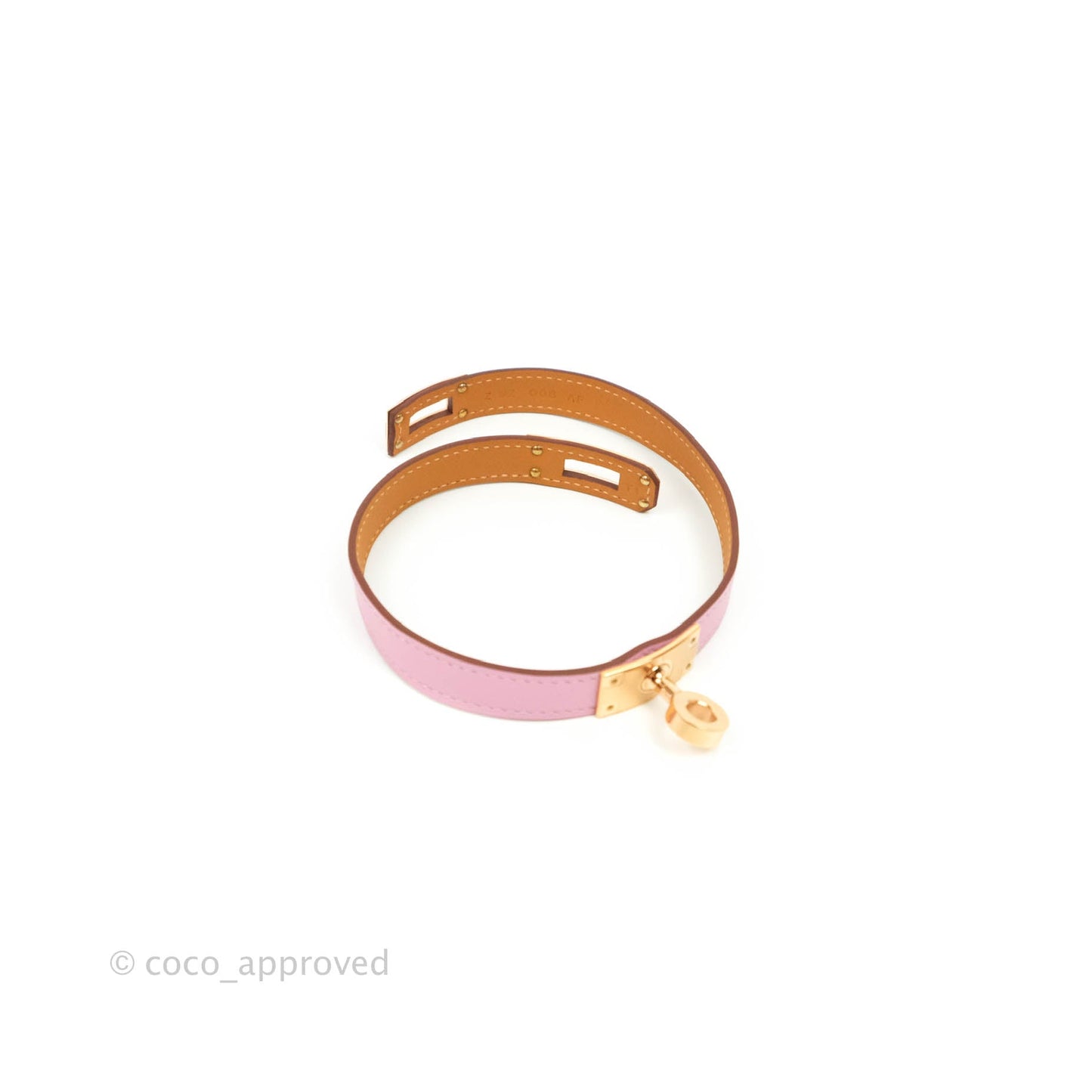 Hermès Kelly Double Tour Swift Bracelet in Mauve Sylvestre Rose Gold