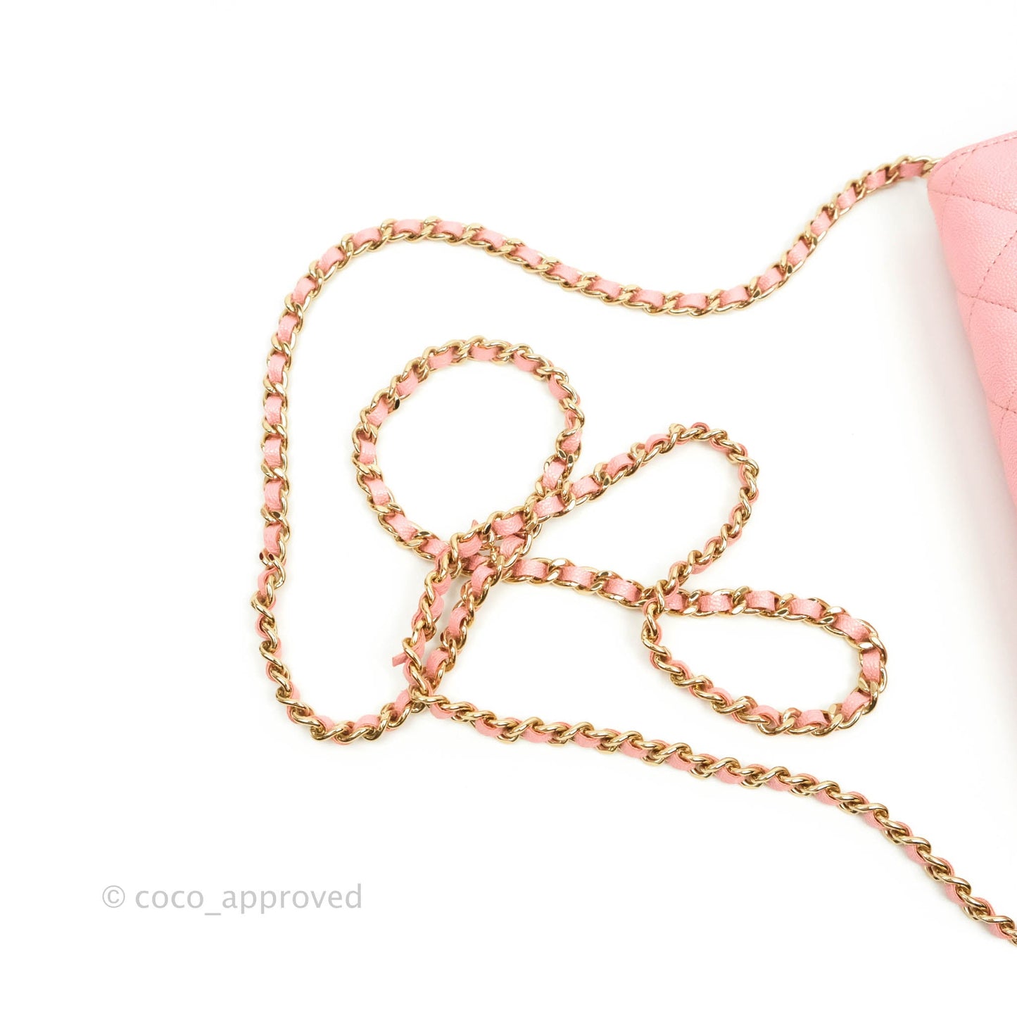 Chanel Quilted Wallet on Chain WOC Iridescent Pink Caviar Gold Hardware 19S