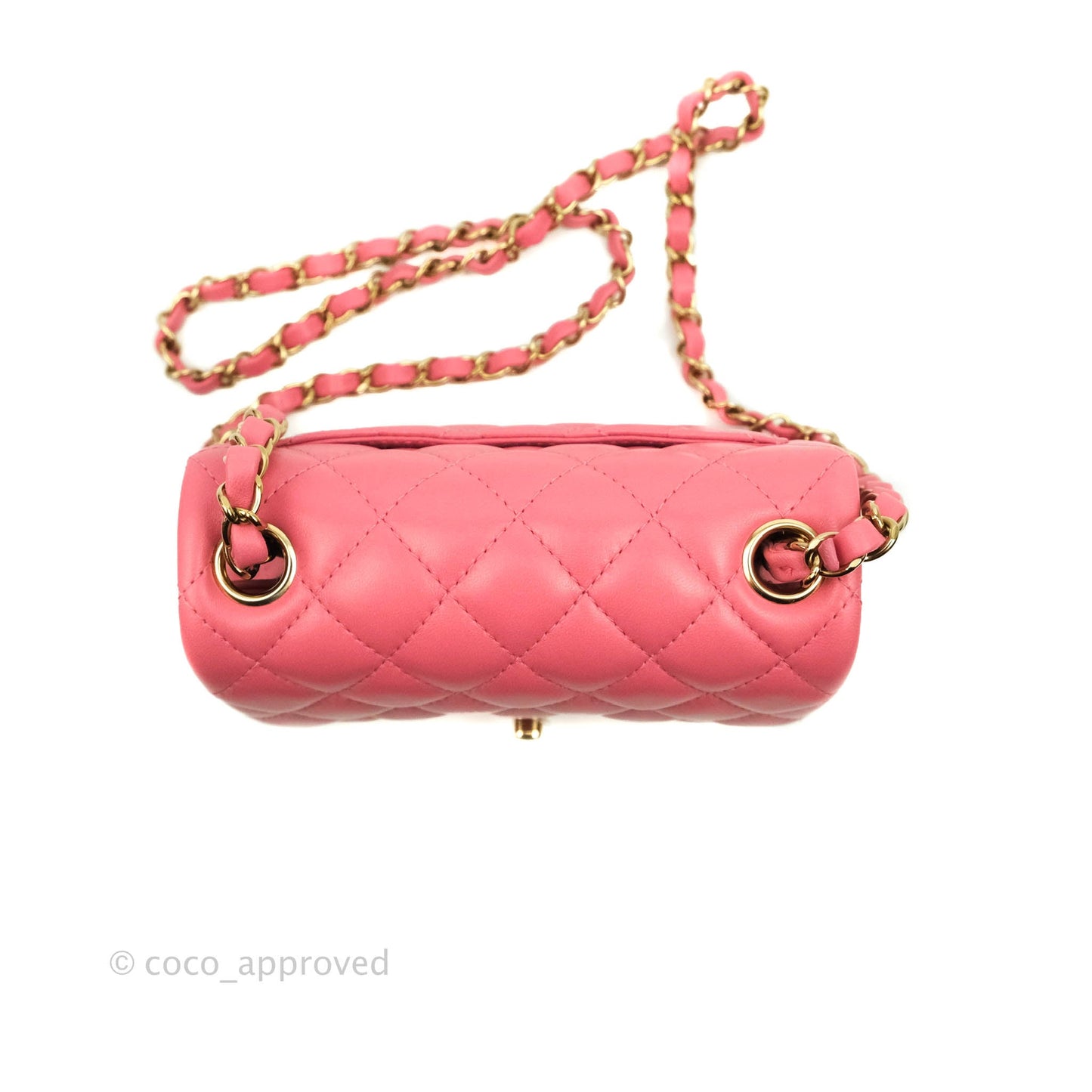 Chanel Quilted Mini Square Pink Lambskin Gold Hardware