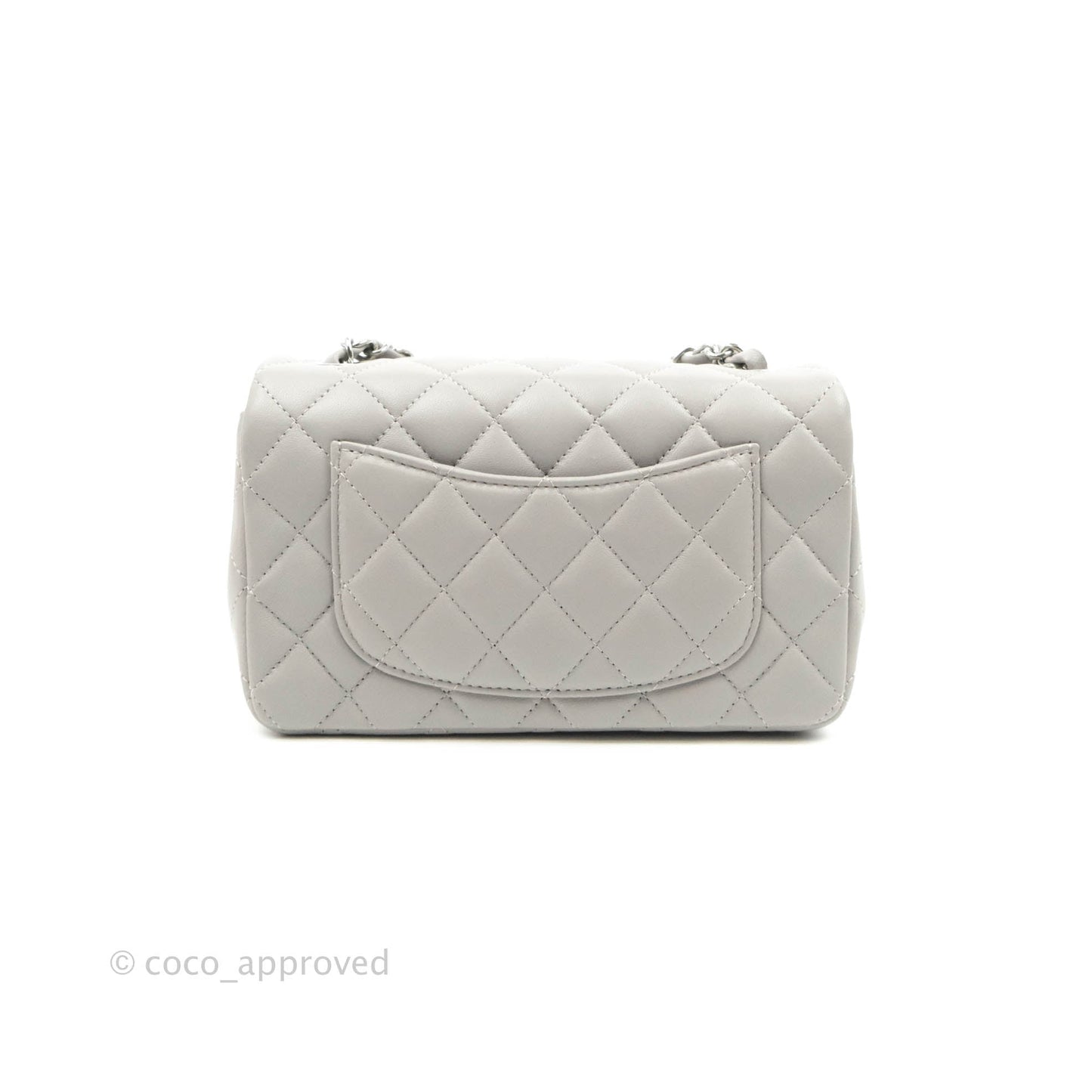 Chanel Quilted Mini Rectangular Grey Lambskin Silver Hardware 21B