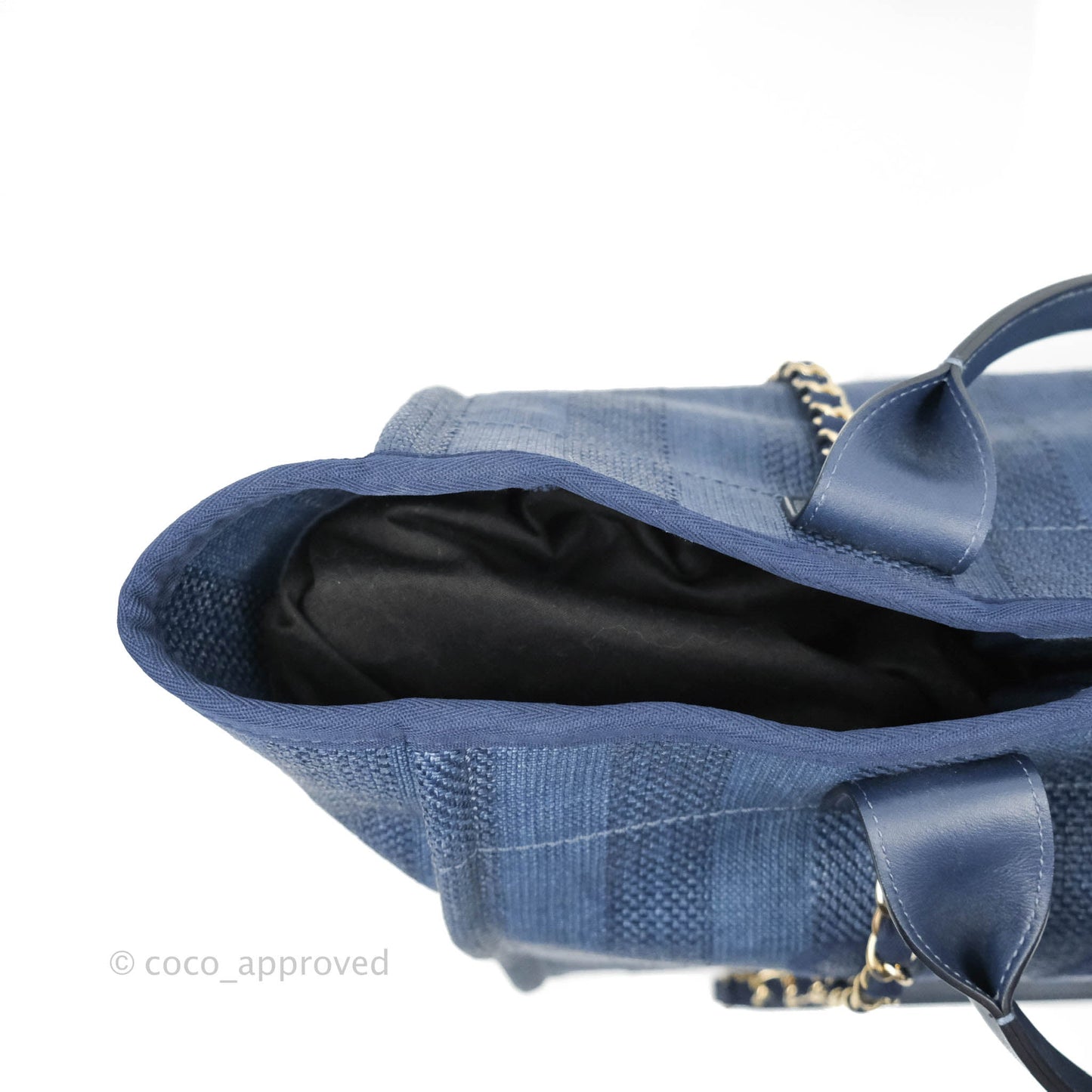 Chanel Large Deauville Navy Blue Canvas Gold Hardware