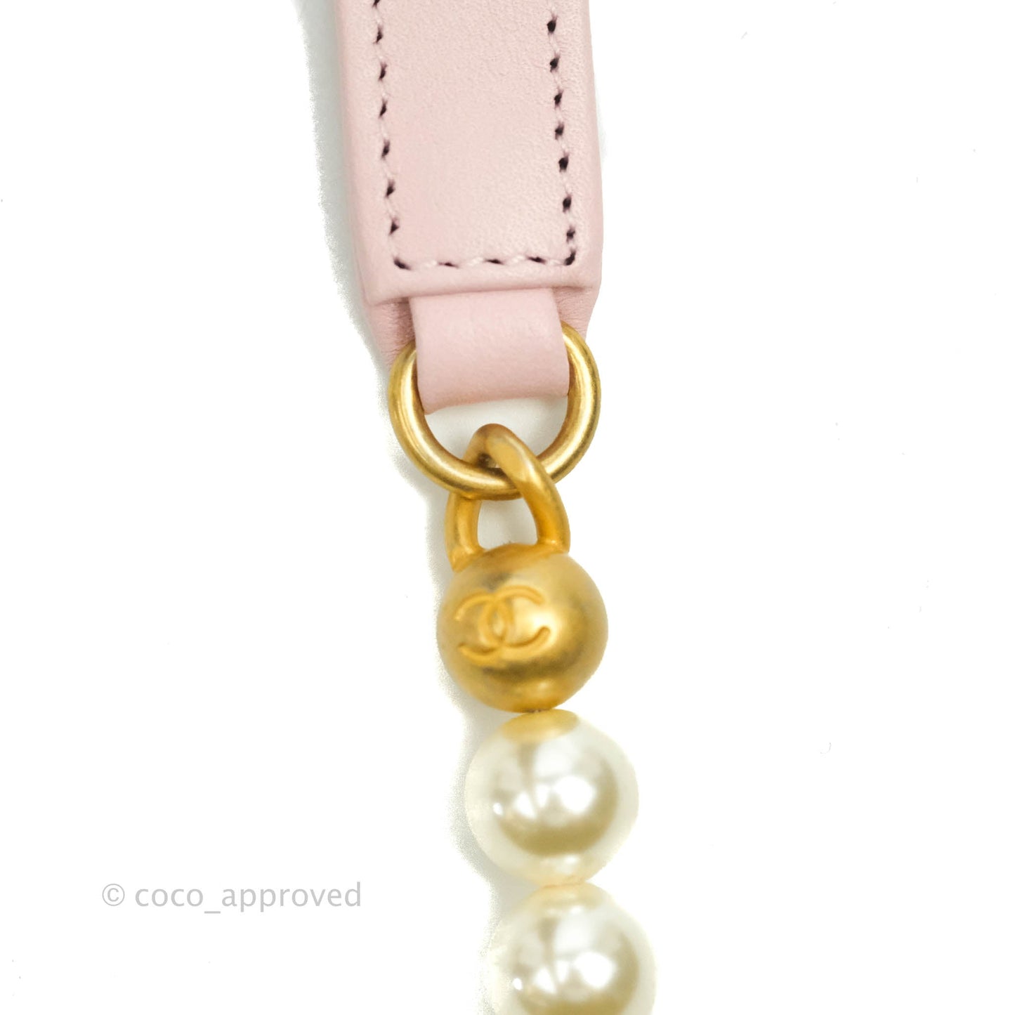 Chanel Quilted Round Clutch with Pearl Chain Light Pink Calfskin Aged Gold Hardware 21S