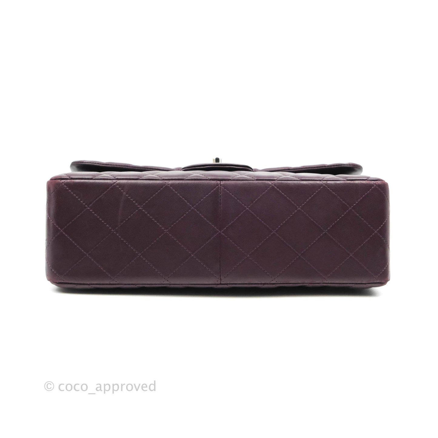 Chanel Quilted Jumbo Double Flap Plum Lambskin Gun Metal