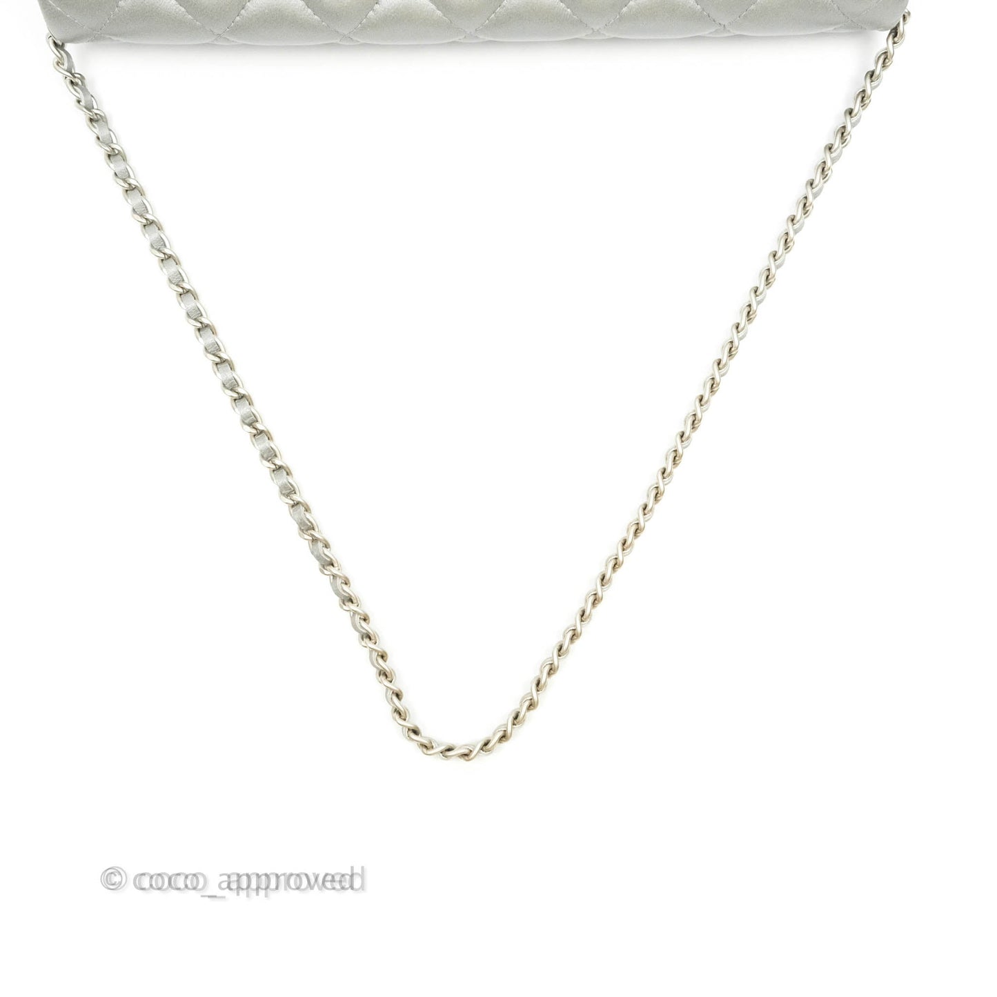 Chanel Quilted Clutch with Chain Silver Lambskin Matte Silver Hardware