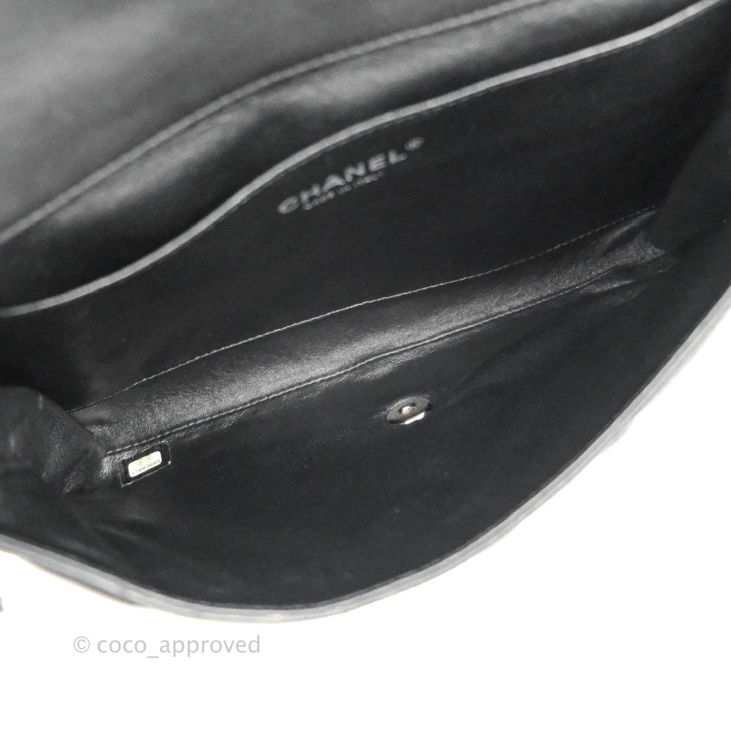 Chanel Quilted Clutch with Chain Black Lambskin Silver Hardware