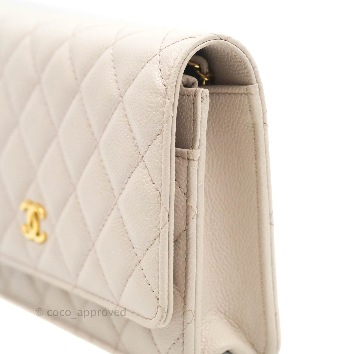 Chanel Quilted WOC Lilac Caviar CC Coco Chain Gold Hardware