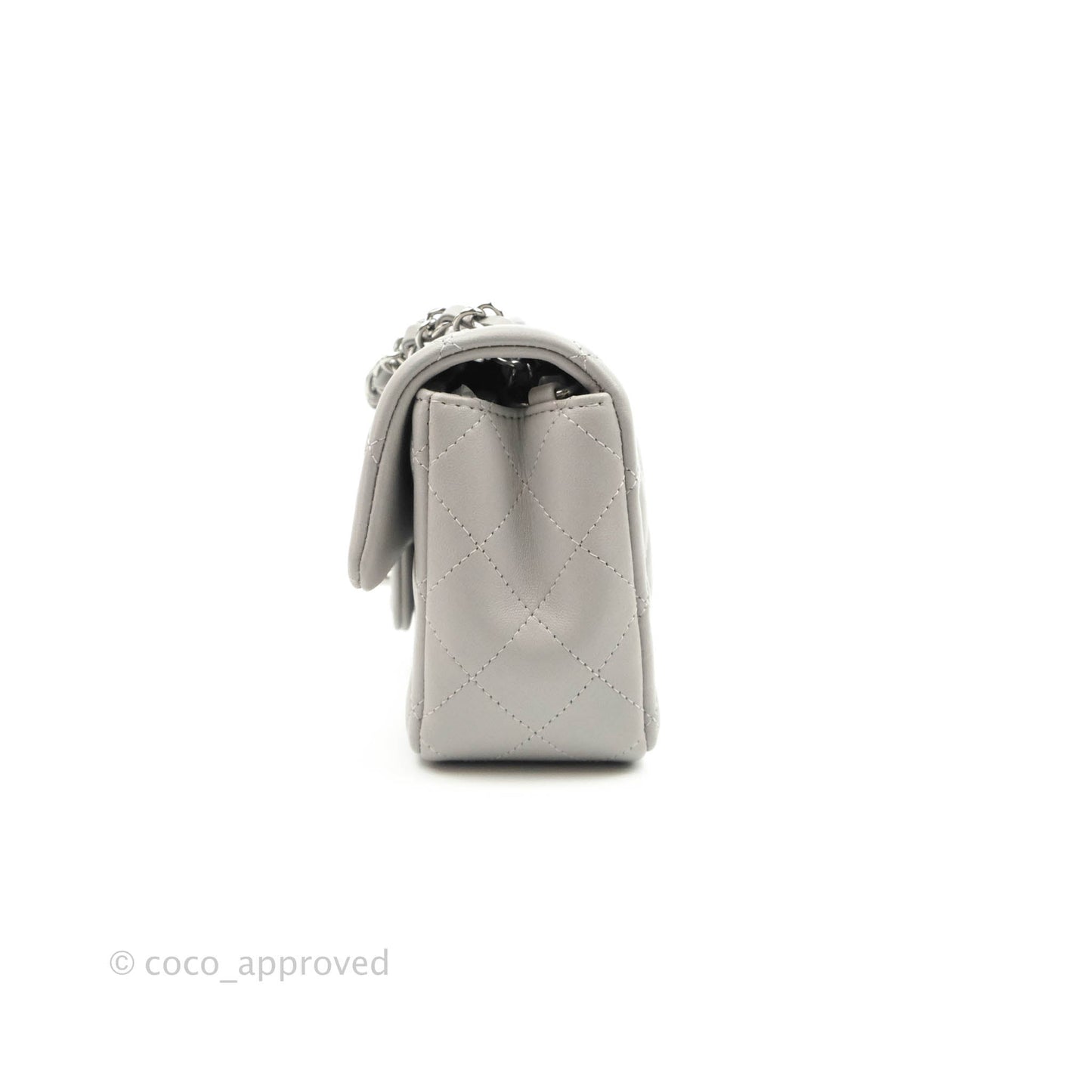 Chanel Quilted Mini Rectangular Grey Lambskin Silver Hardware 21B