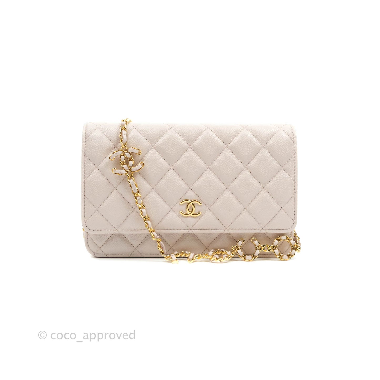 Chanel Quilted WOC Lilac Caviar CC Coco Chain Gold Hardware
