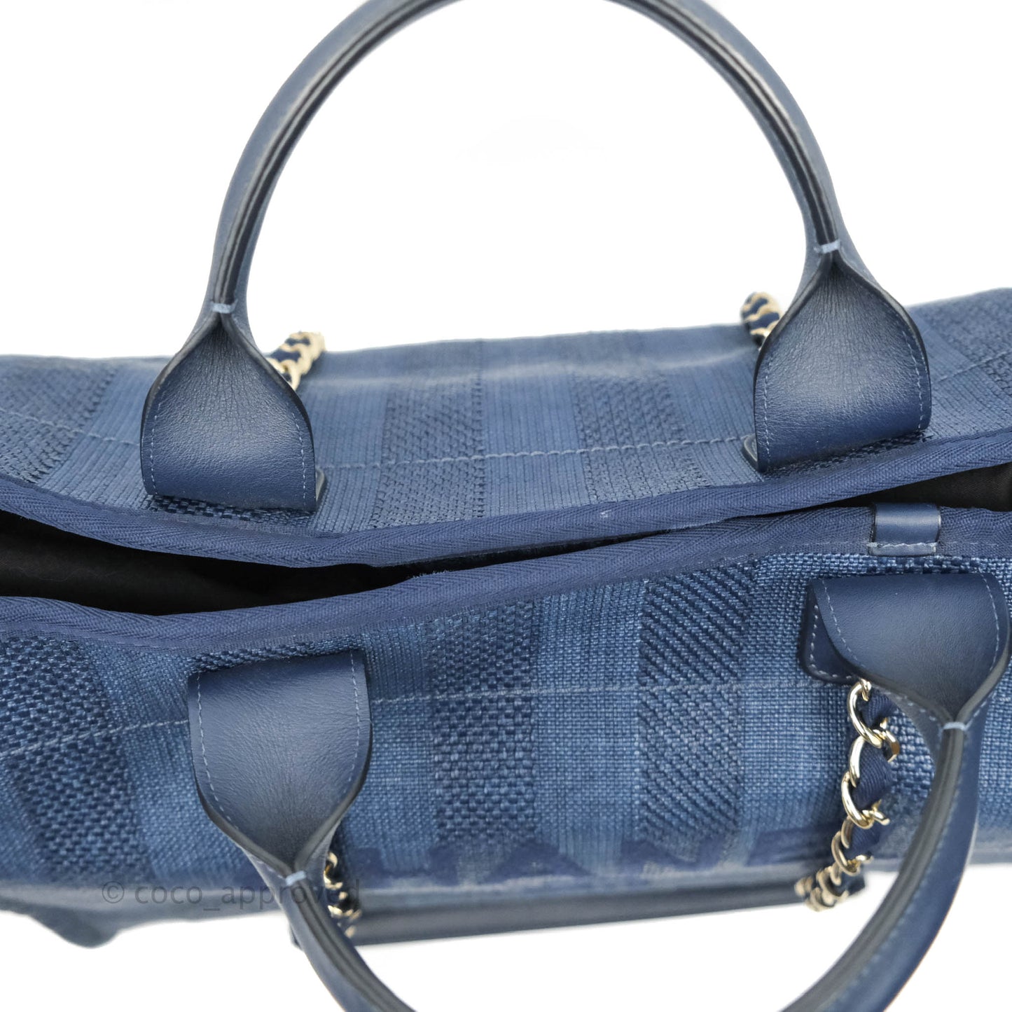 Chanel Large Deauville Navy Blue Canvas Gold Hardware