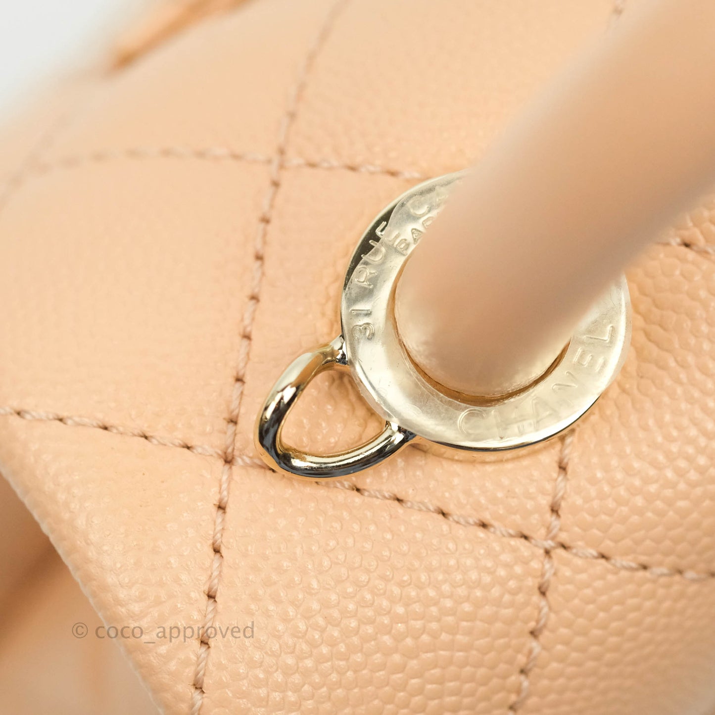 Chanel Extra Mini Coco Handle Quilted Beige Pink Caviar Gold Hardware 21A