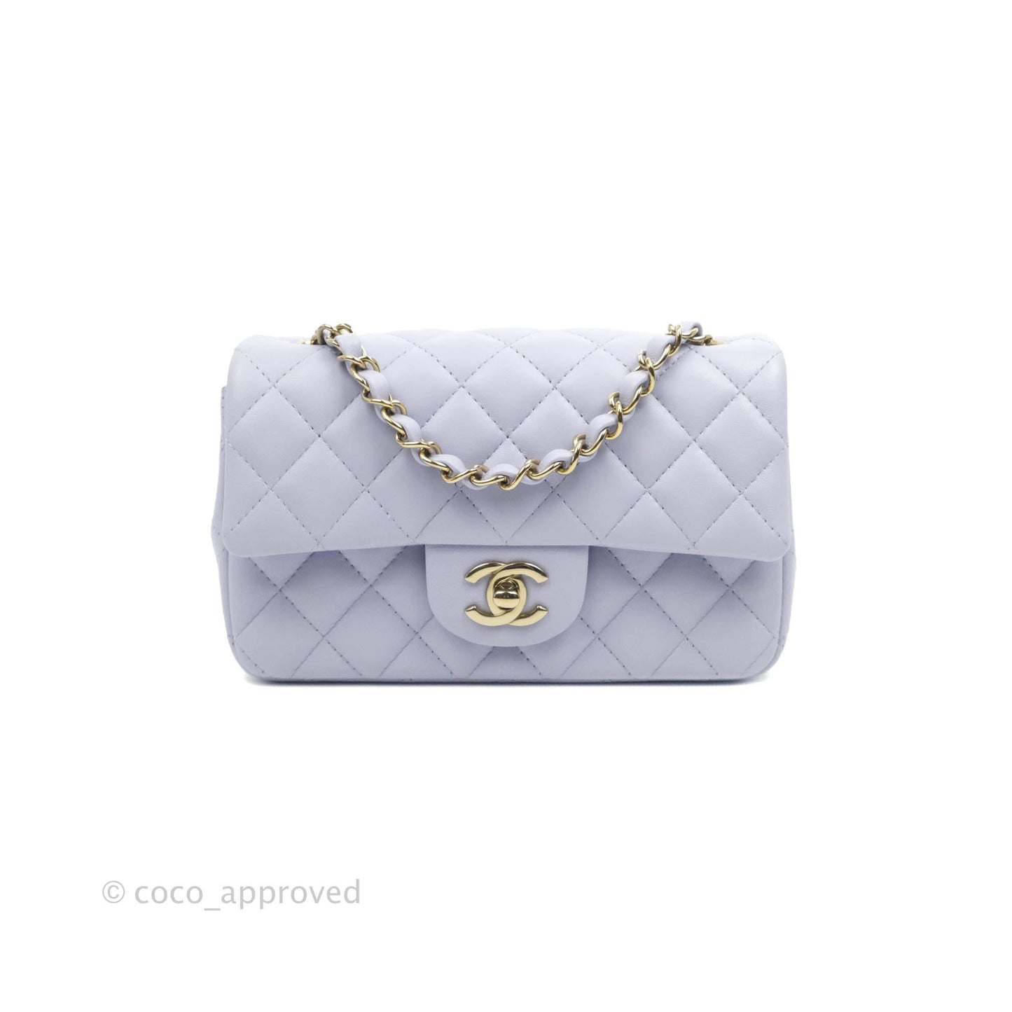 Chanel Quilted Mini Rectangular Lilac Lambskin Gold Hardware 21K