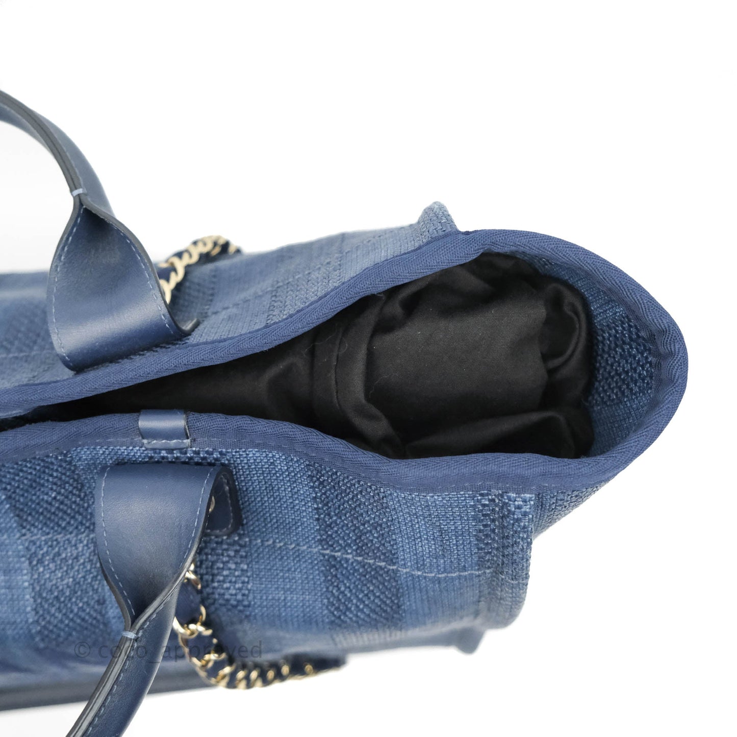 Chanel Large Deauville Navy Blue Canvas Gold Hardware