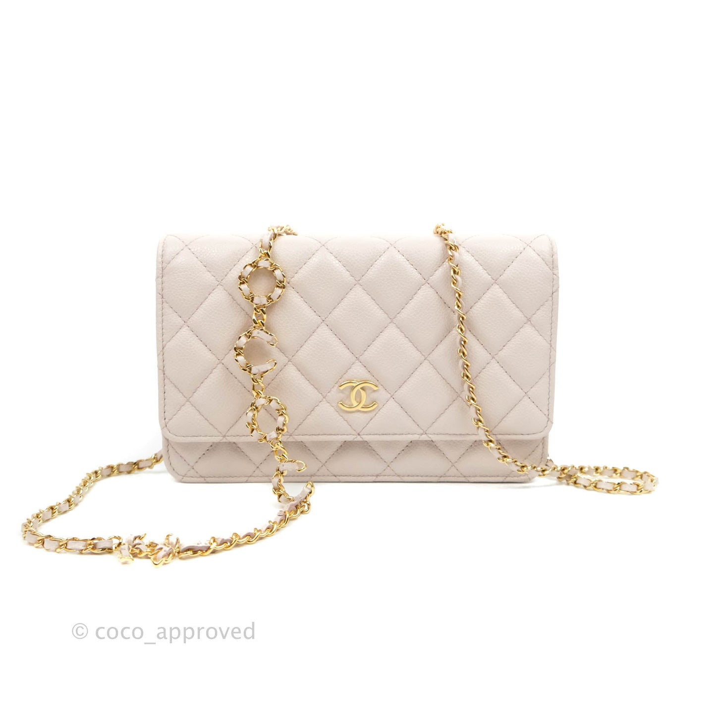 Chanel Quilted WOC Lilac Caviar CC Coco Chain Gold Hardware
