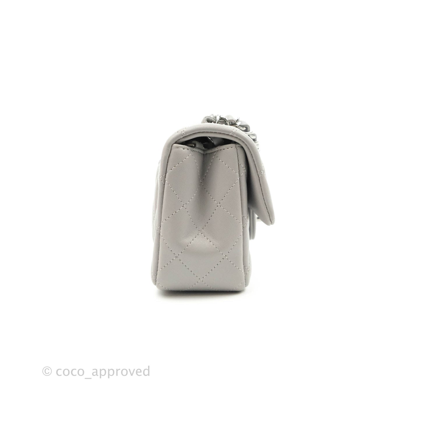 Chanel Quilted Mini Rectangular Grey Lambskin Silver Hardware 21B