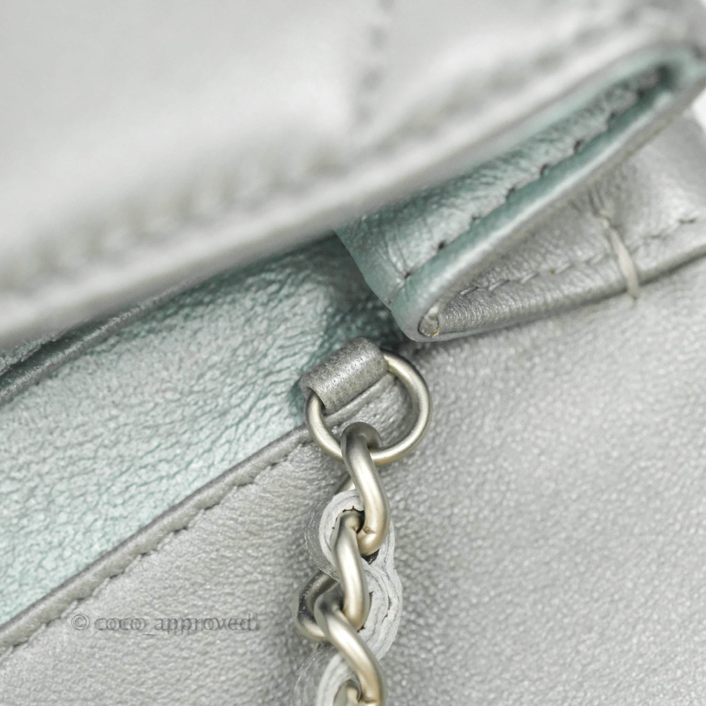 Chanel Quilted Clutch with Chain Silver Lambskin Matte Silver Hardware