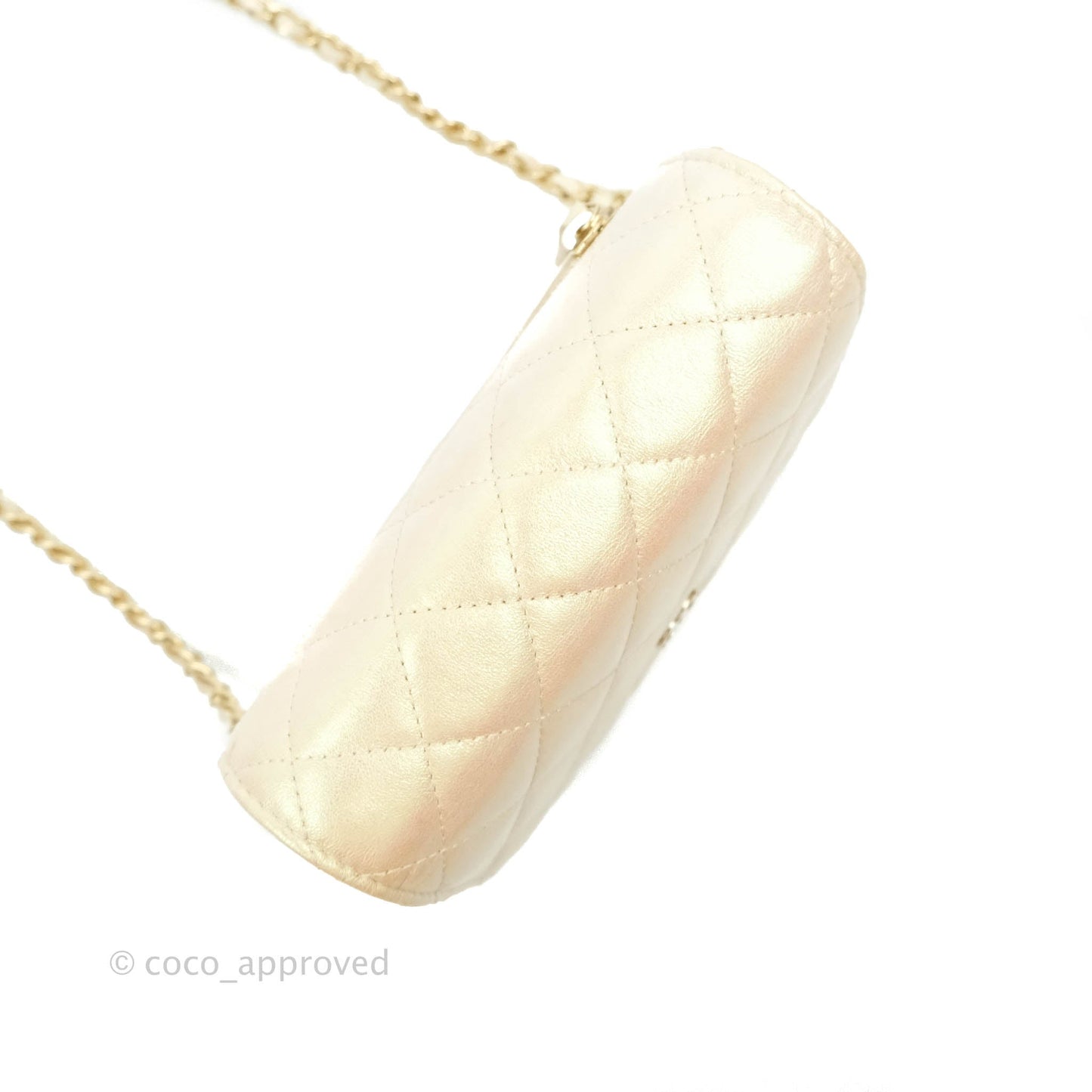 Chanel Quilted Mini Wallet on Chain WOC Iridescent Ivory Gold Hardware 20A