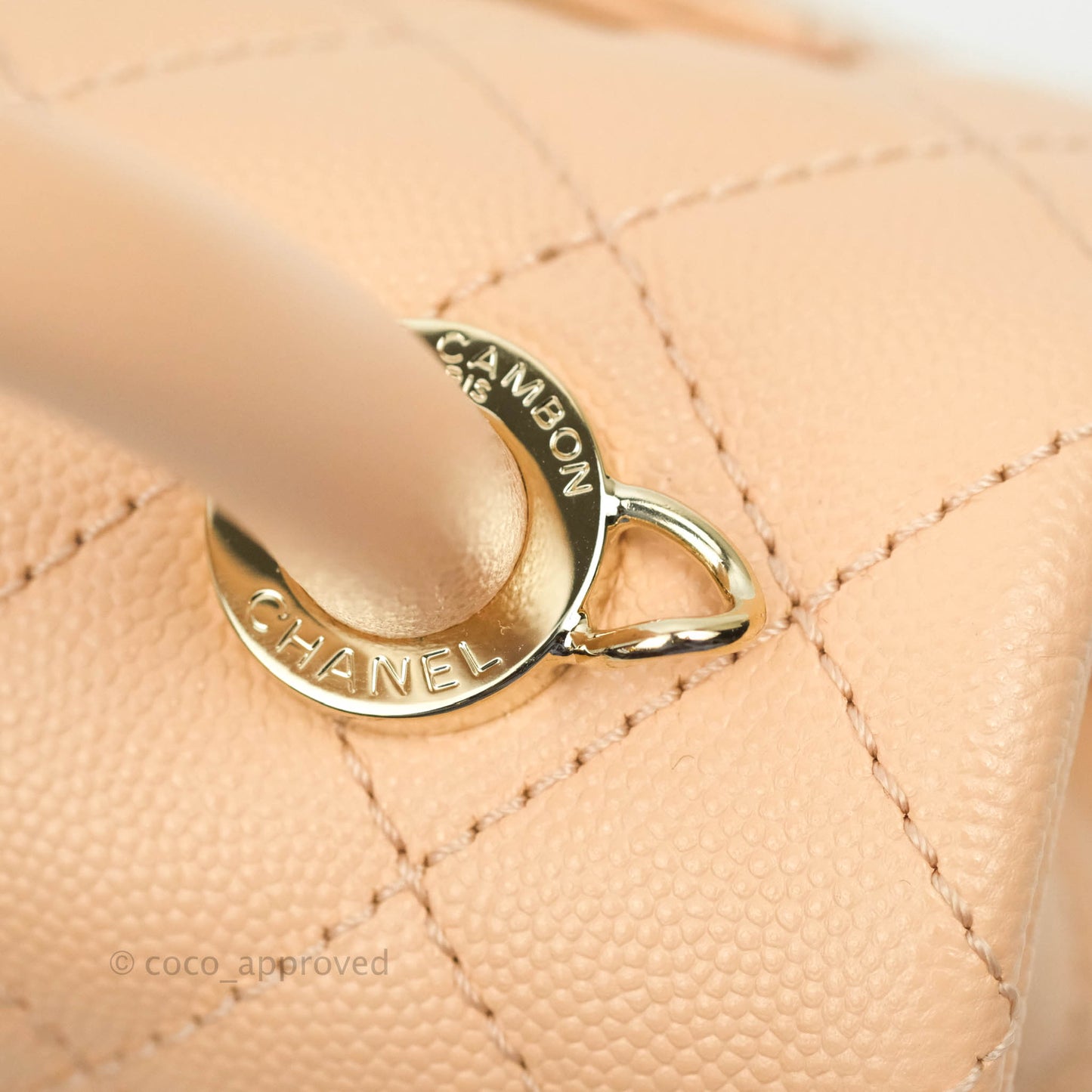 Chanel Extra Mini Coco Handle Quilted Beige Pink Caviar Gold Hardware 21A