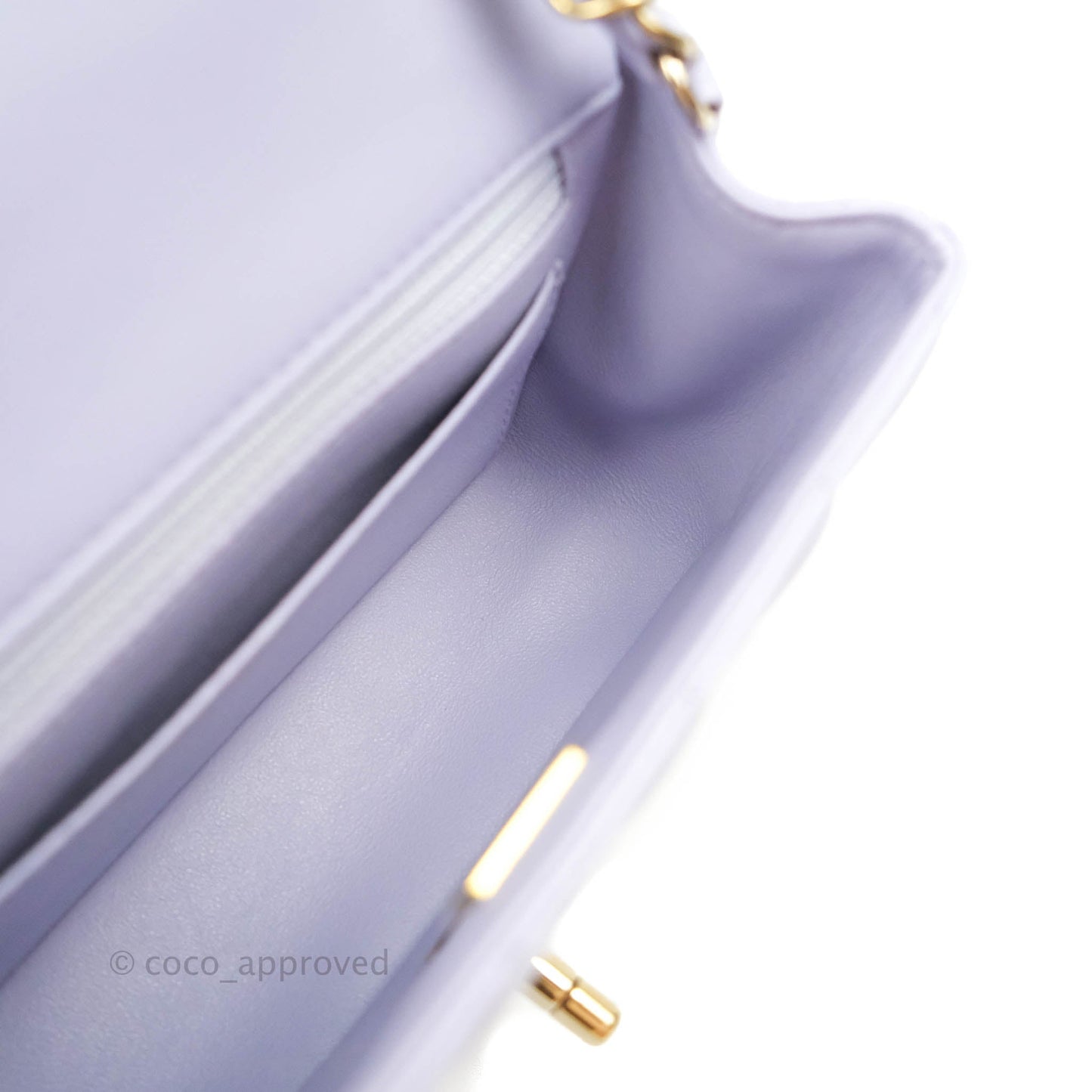 Chanel Quilted Mini Rectangular Lilac Lambskin Gold Hardware 21K