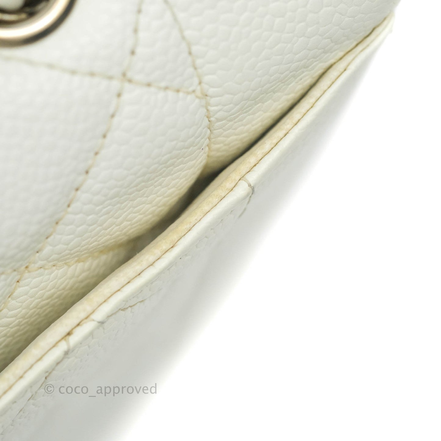 Chanel Vintage Medium Classic Quilted Diana Flap Bag White Caviar Silver Hardware