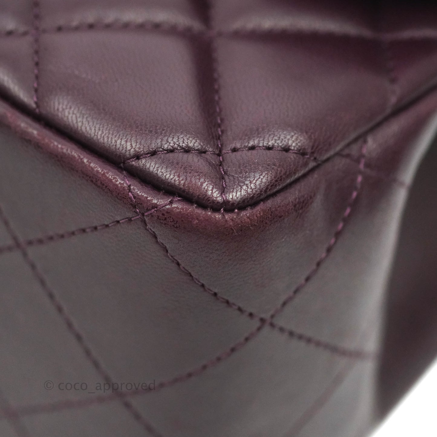 Chanel Quilted Jumbo Double Flap Plum Lambskin Gun Metal