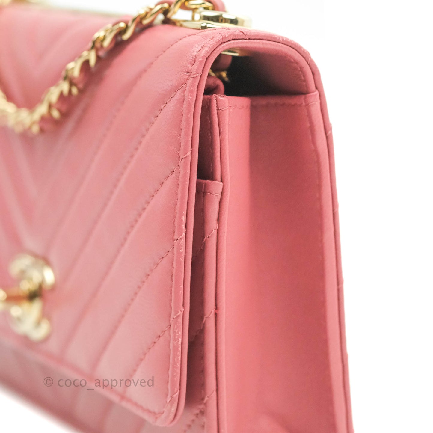 Chanel Trendy CC WOC Wallet on Chain Chevron Pink Lambskin Gold Hardware